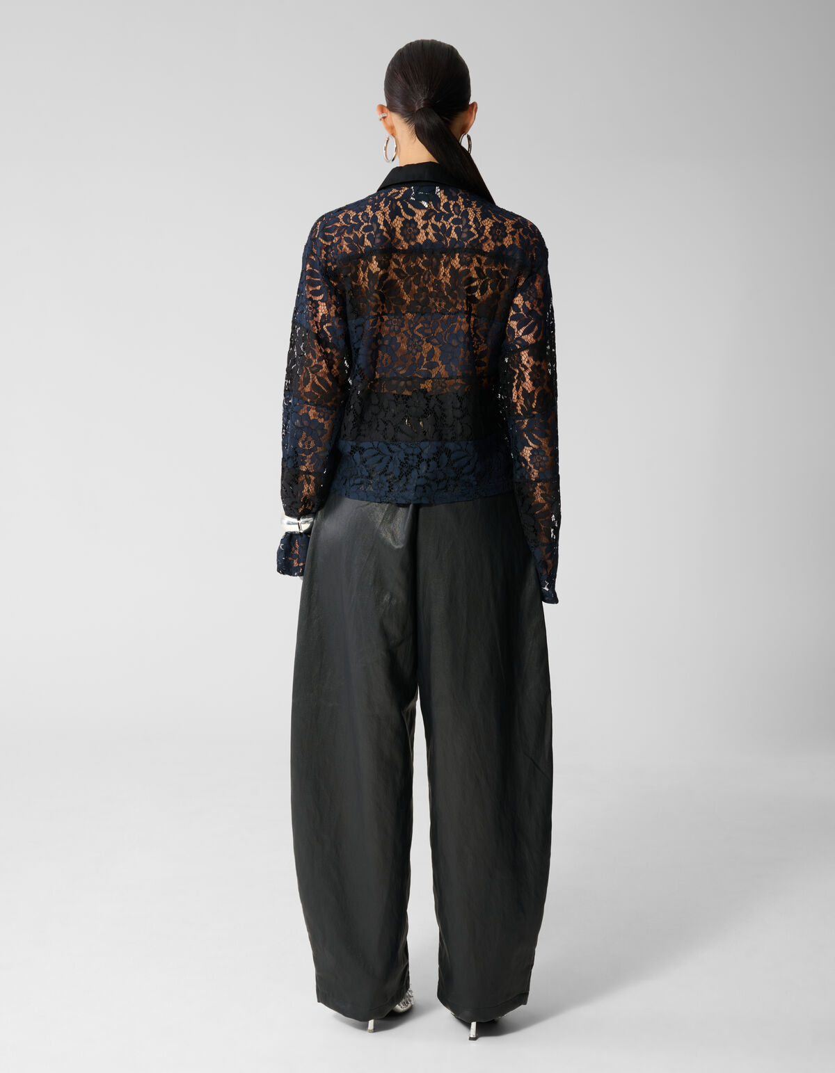 Gestreepte Lace Polo Zwart/Donkerblauw SHOEBY WOMEN