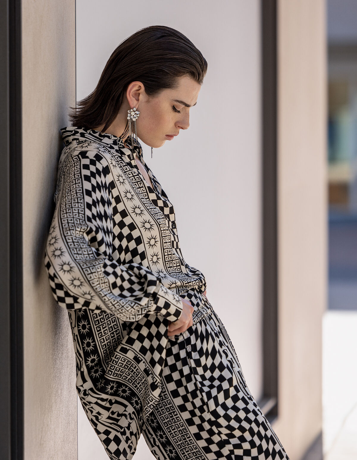 Printed Blouse Zwart/Gebroken Wit SHOEBY WOMEN