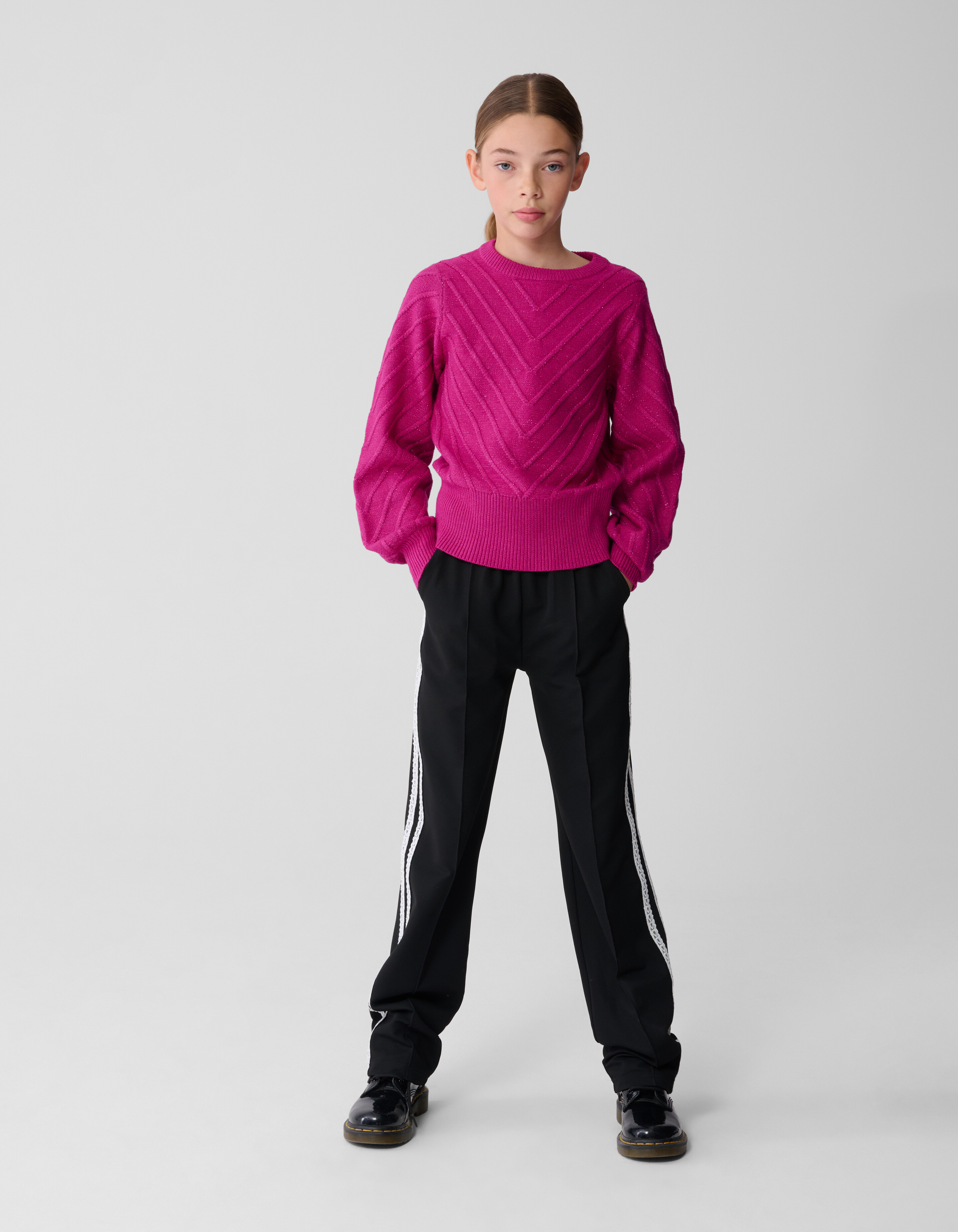 Sporty Wide Leg Broek Zwart SHOEBY GIRLS