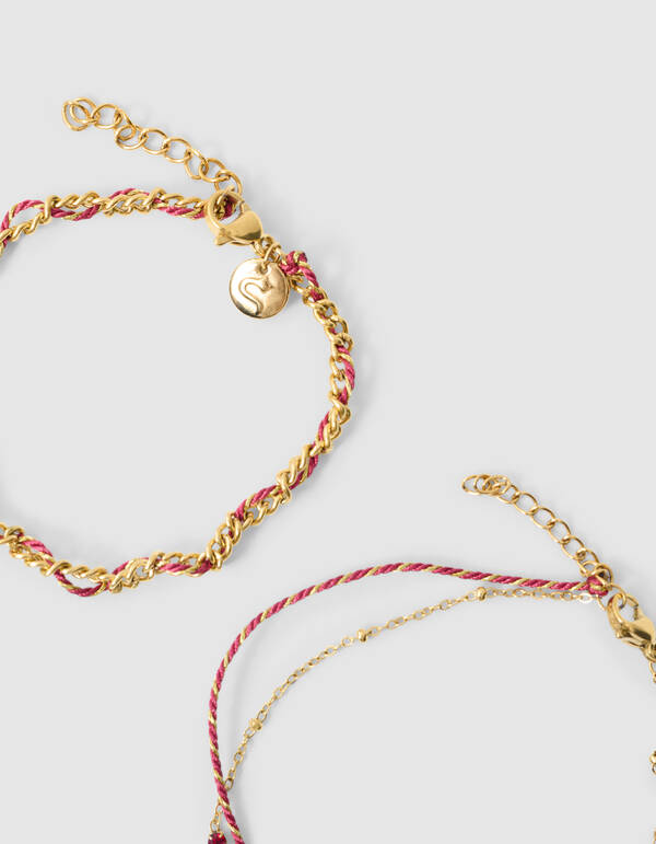 Touw Strass Armband Bruin SHOEBY ACCESSOIRES