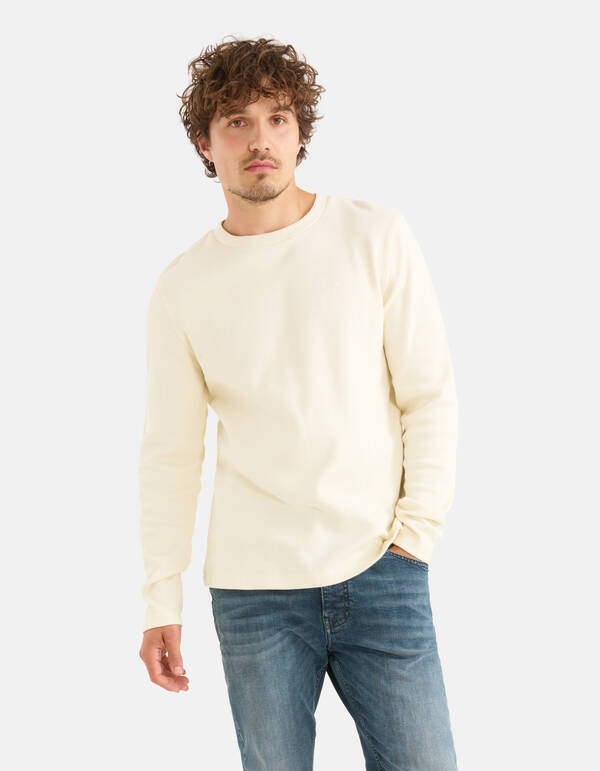 Structuur Longsleeve Gebroken Wit SHOEBY MEN