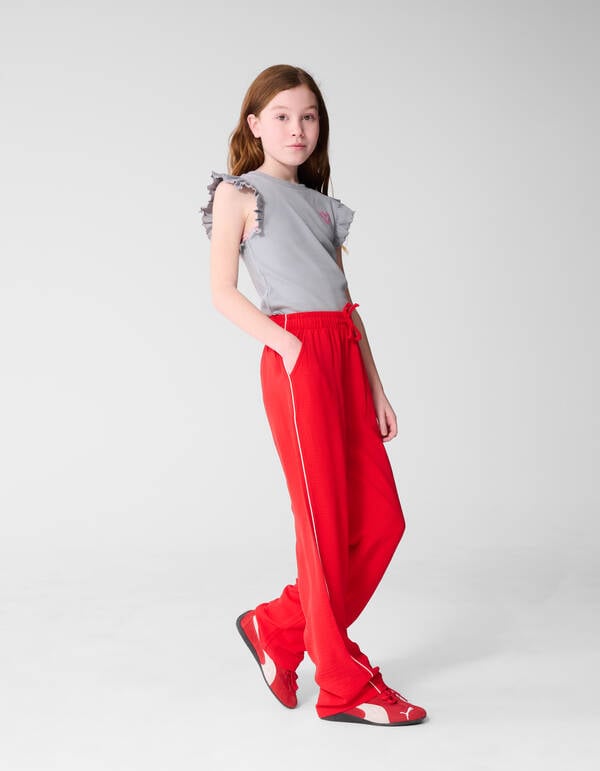 Piping Wide Leg Broek Rood SHOEBY GIRLS