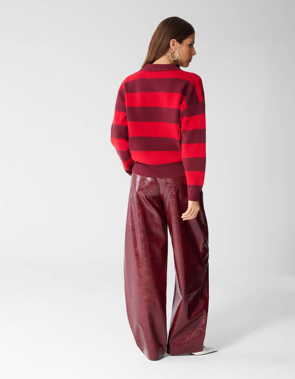 Gestreepte Gebreide Polo Rood SHOEBY WOMEN