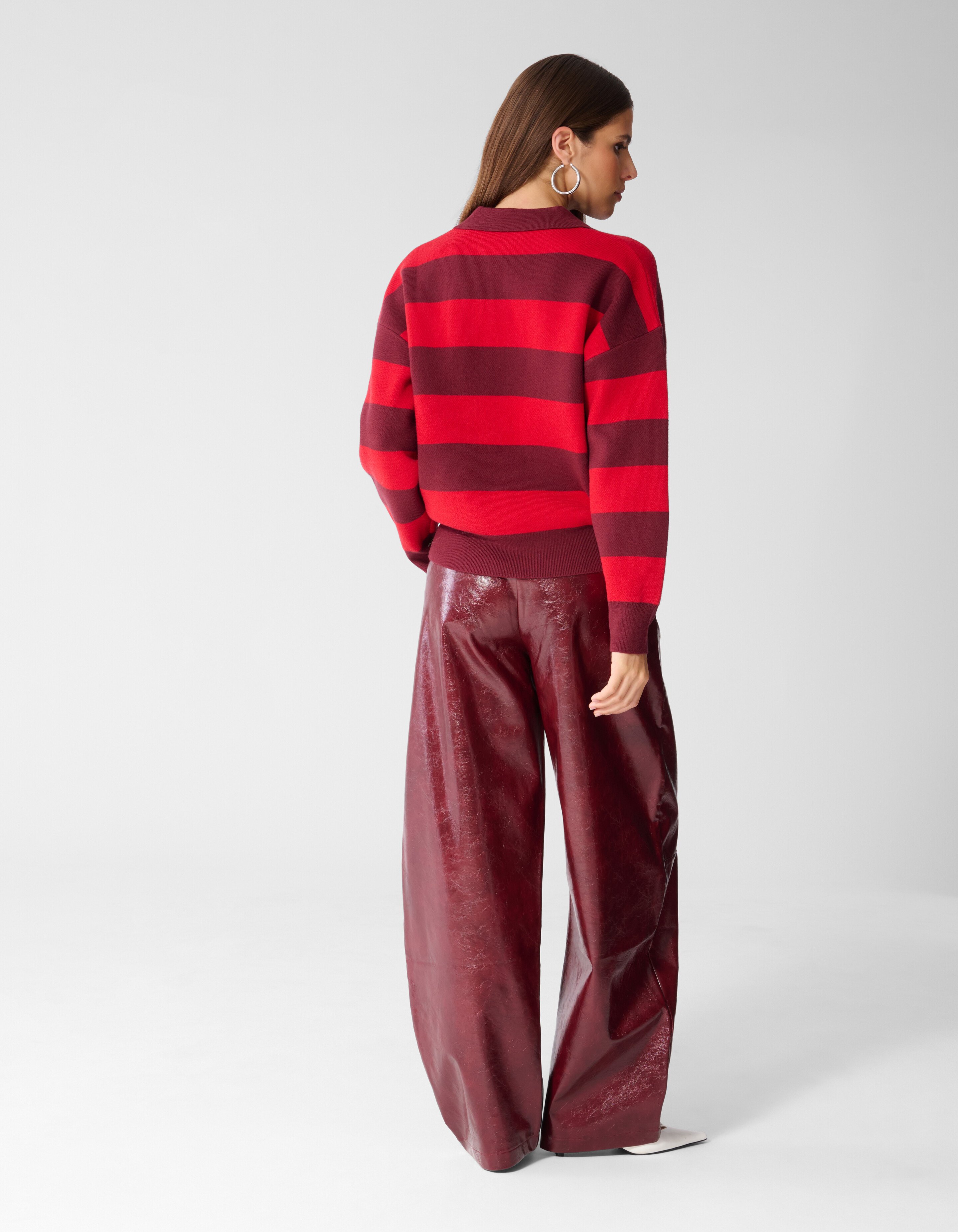 Gestreepte Gebreide Polo Rood SHOEBY WOMEN