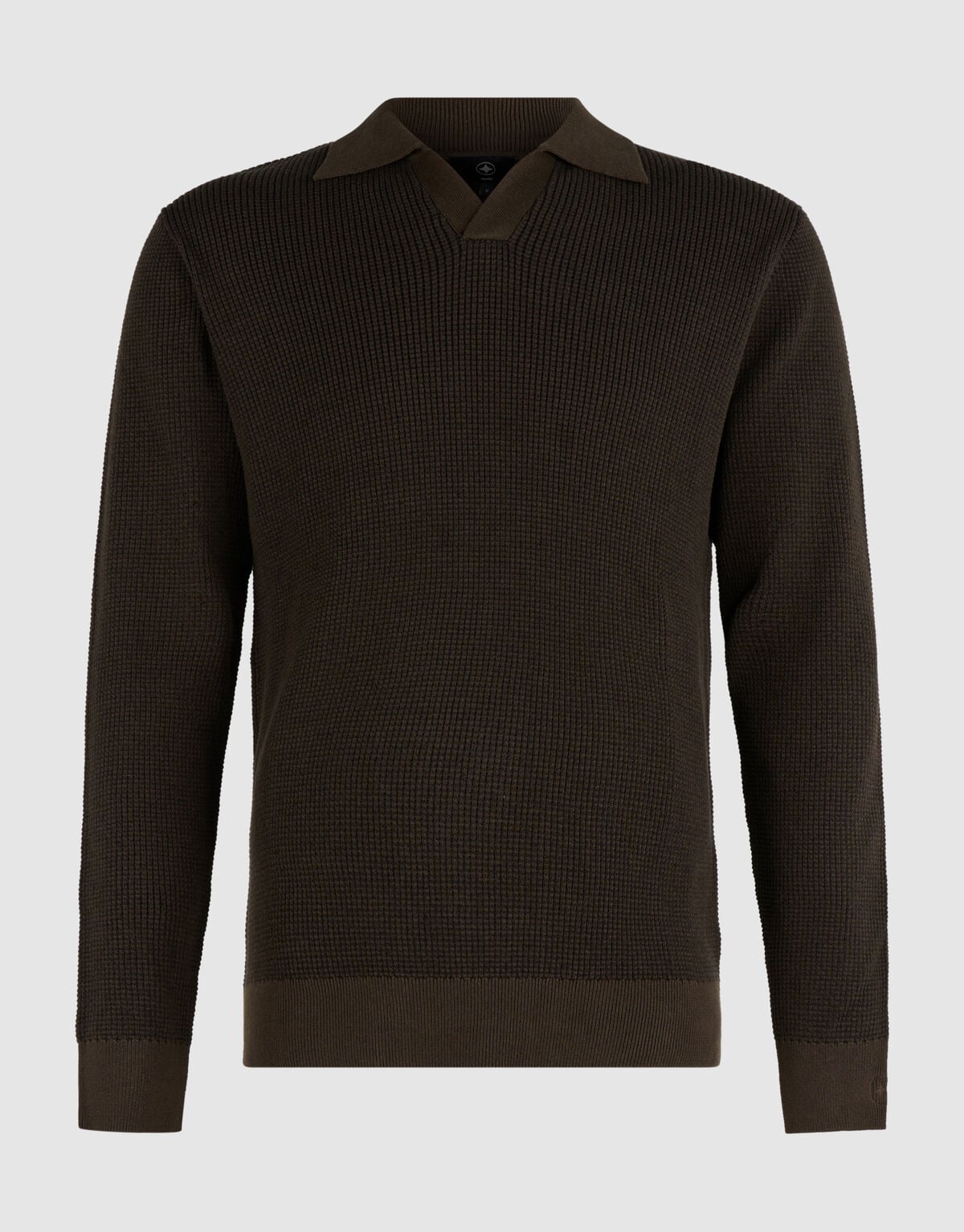 Gebreide Longsleeve Polo Trui Donkerbruin SHOEBY MEN