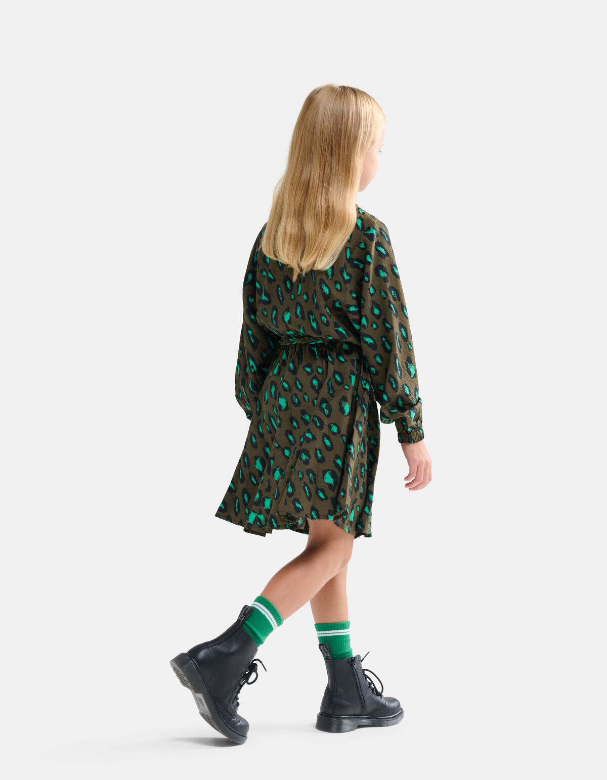 Leopard Jurk Donkergroen SHOEBY GIRLS