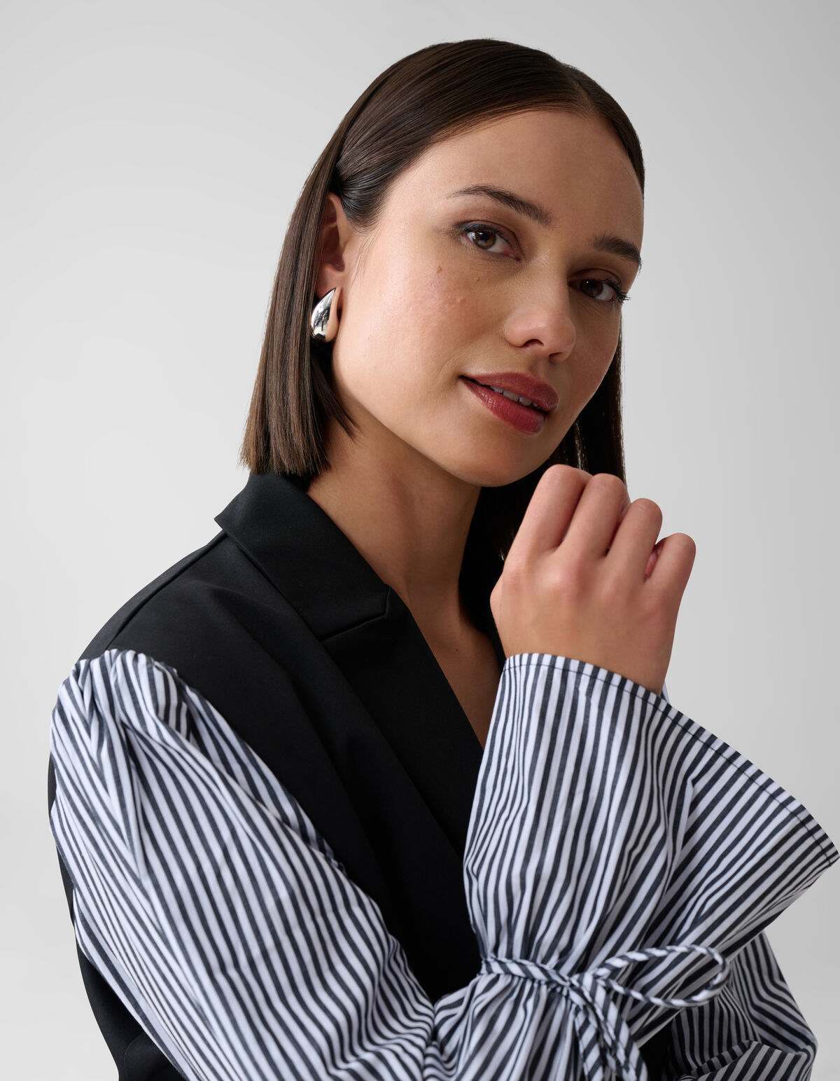 Poplin Sleeve Blazer Zwart SHOEBY WOMEN