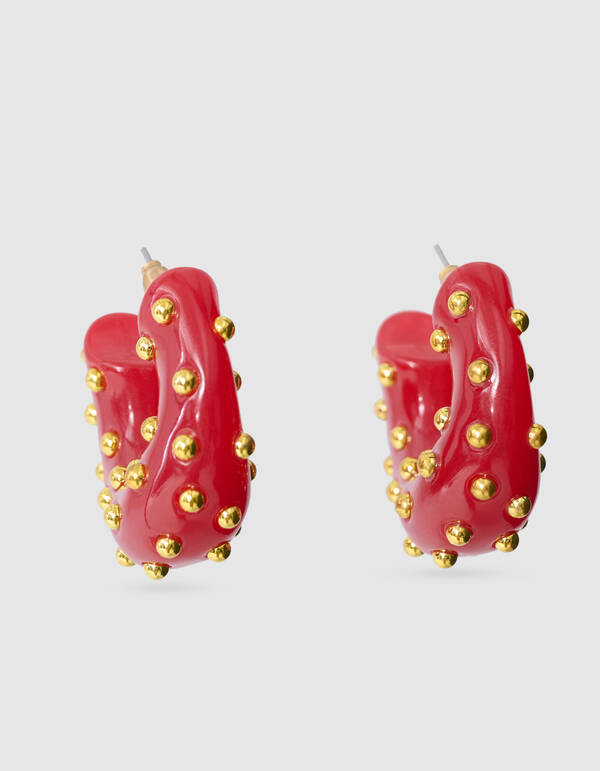 Studded Hoop Oorbellen Rood SHOEBY ACCESSOIRES