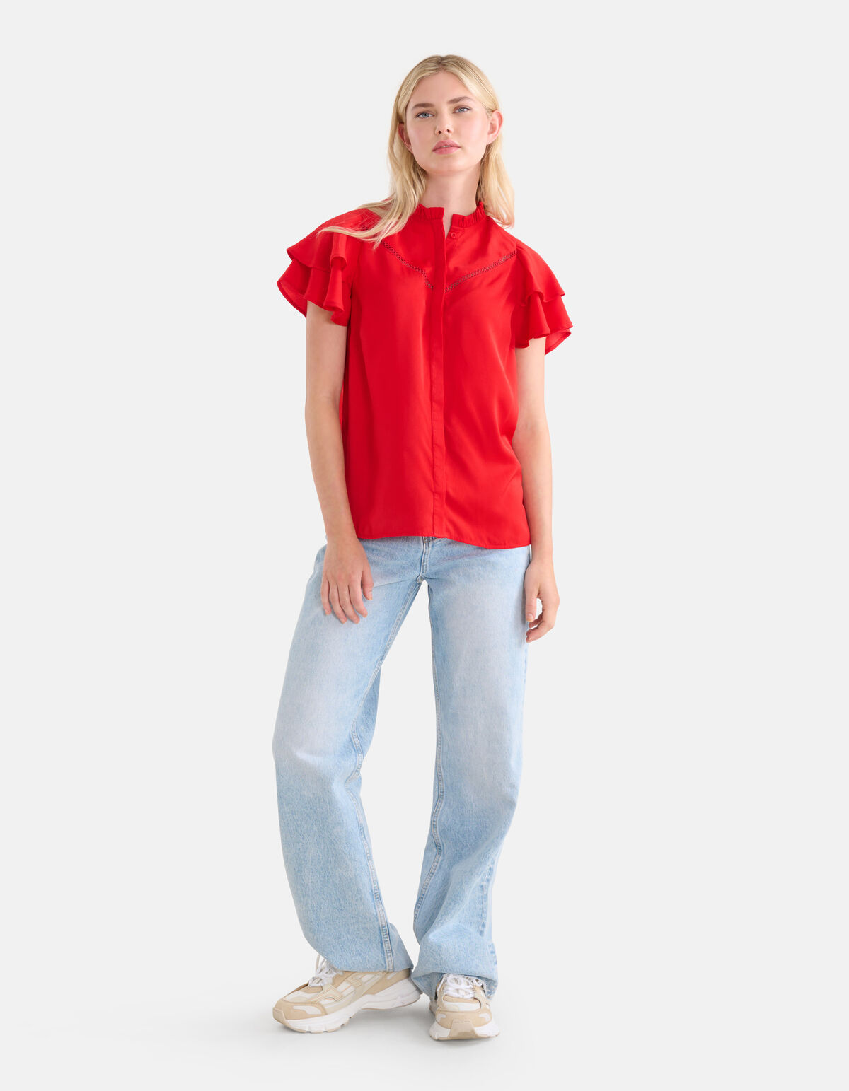 Tape Detail Top Rood SHOEBY WOMEN