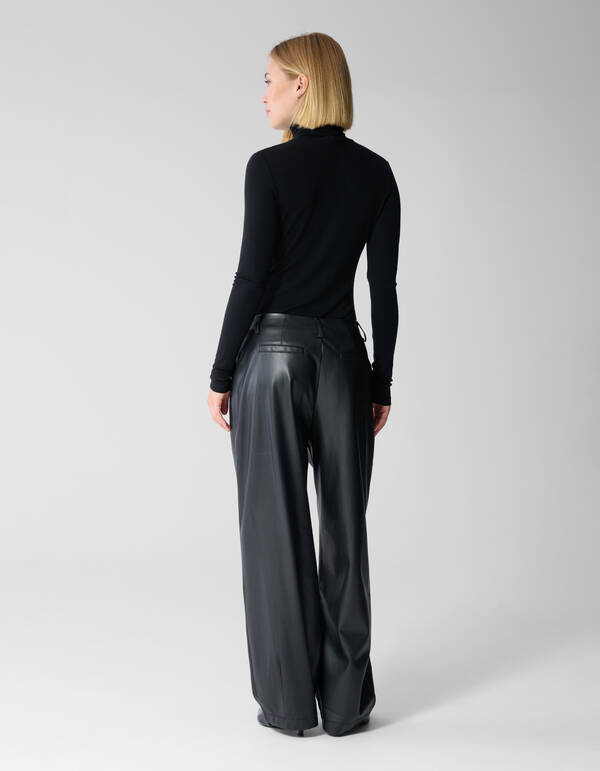 Vegan Leren Barrel Fit Broek Zwart By Lonneke SHOEBY WOMEN