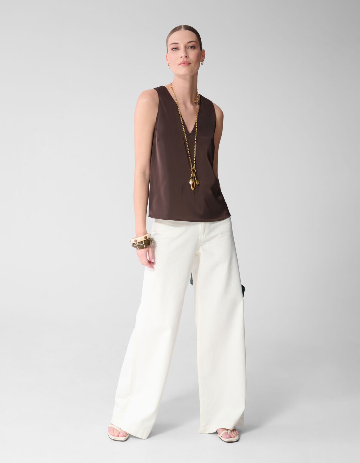 Satijnen Top Donkerbruin By Mieke SHOEBY WOMEN