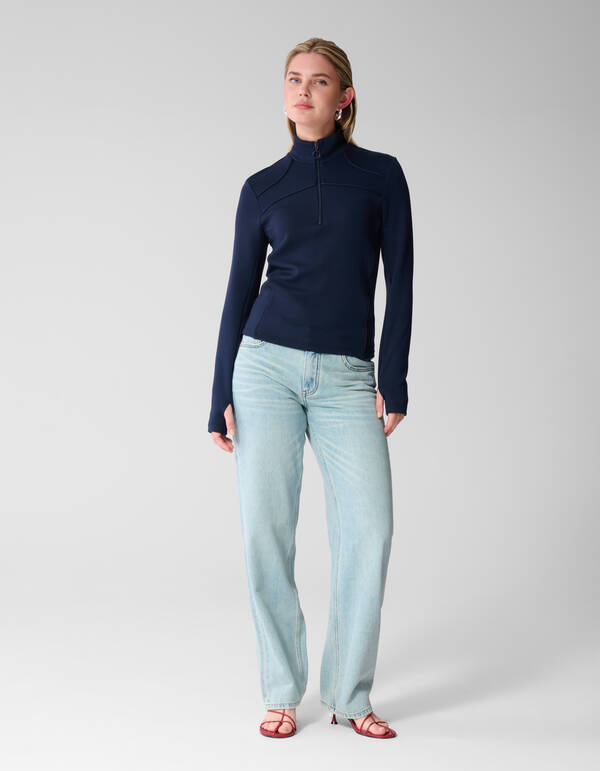 Zipper Longsleeve Top Donkerblauw SHOEBY WOMEN