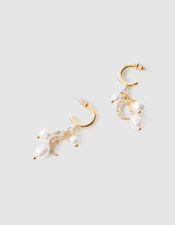Parel/Maan Hoop Oorbellen Goud SHOEBY ACCESSOIRES