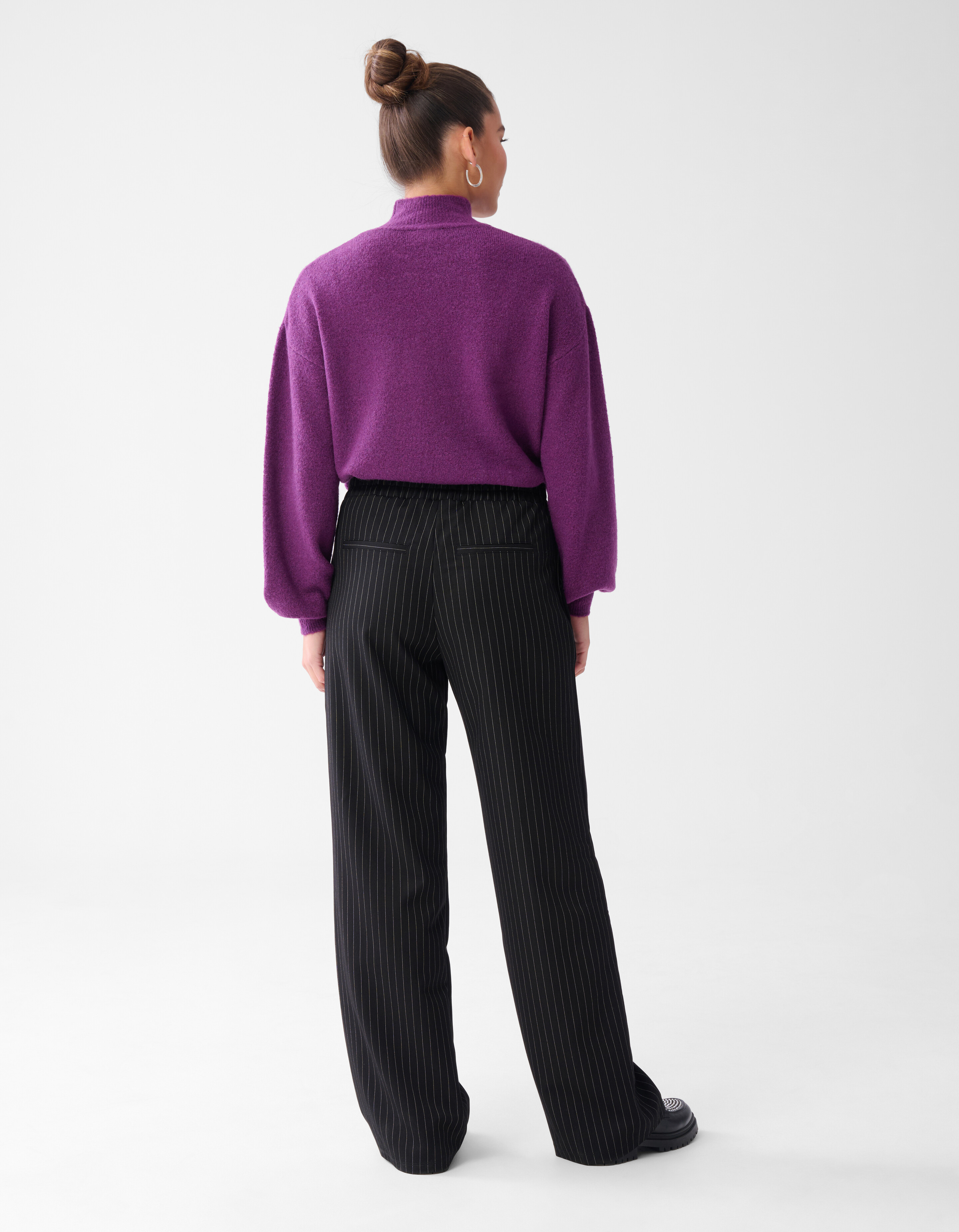 Pinstripe Wide Leg Broek Zwart SHOEBY WOMEN