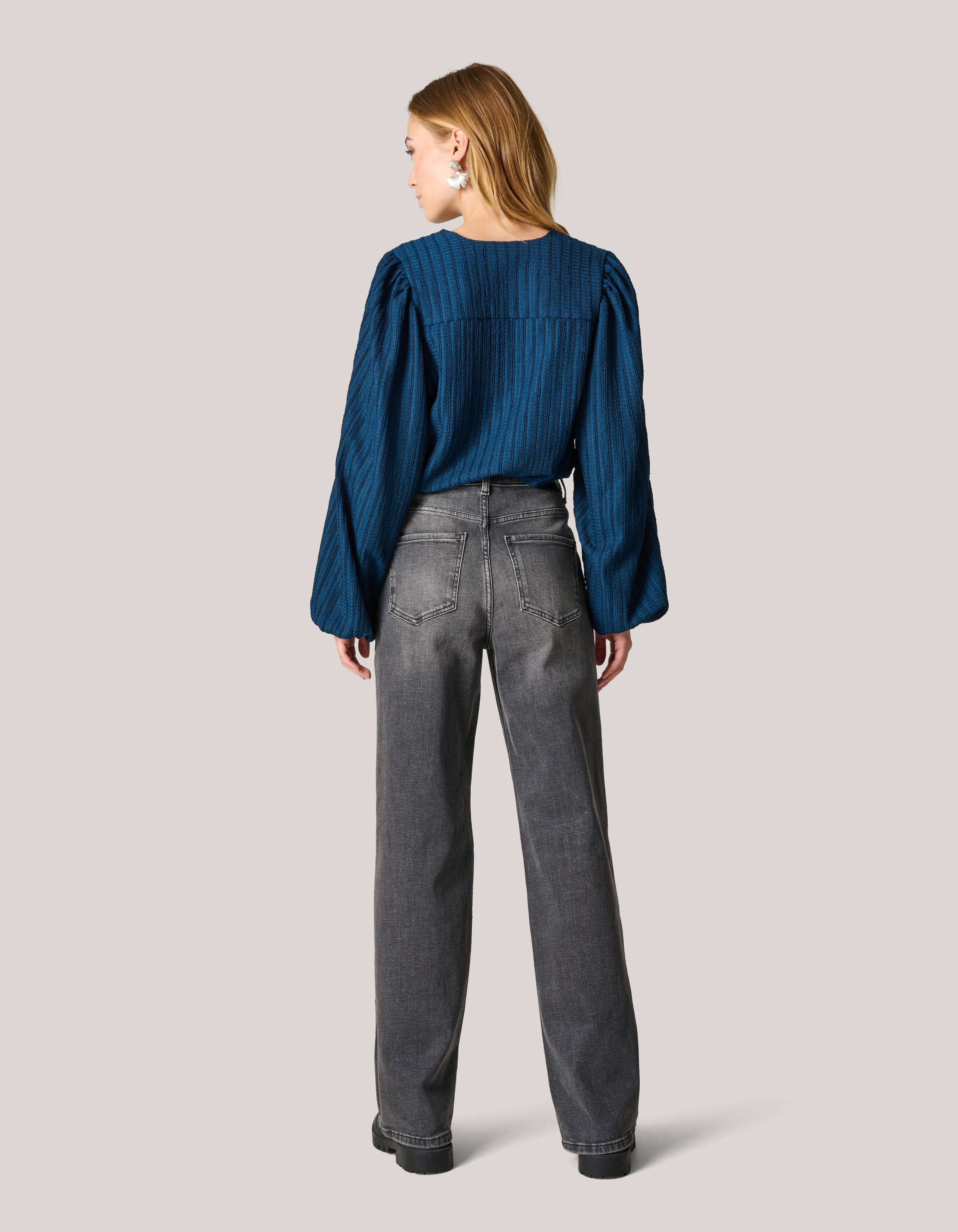 Crinkle Longsleeve Donkerblauw SHOEBY WOMEN
