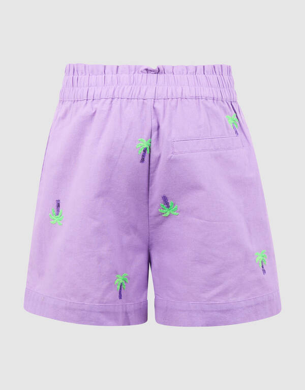 Palm Tree Embroidery Short Paars SHOEBY GIRLS