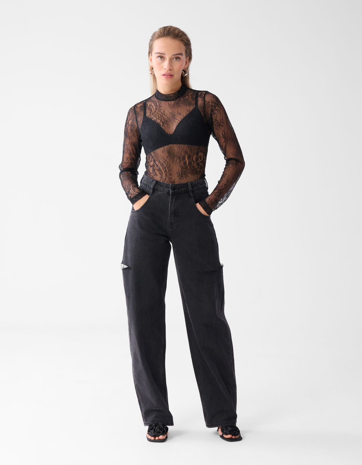 Kanten Top Zwart By Monica SHOEBY WOMEN