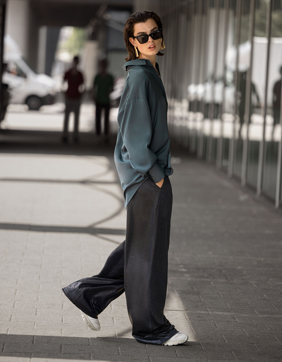 Coated Broek Petrol SHOEBY WOMEN