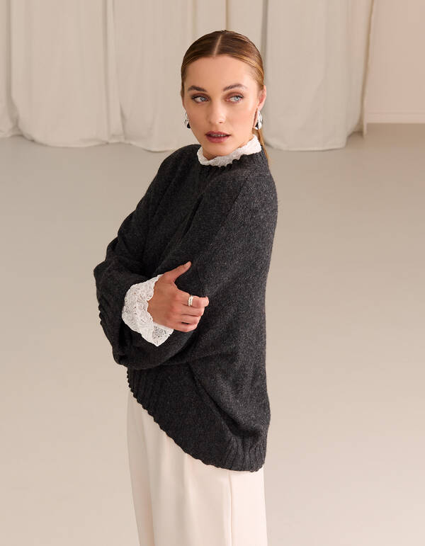 Oversized Gebreide Trui Donkergrijs By Mieke SHOEBY WOMEN
