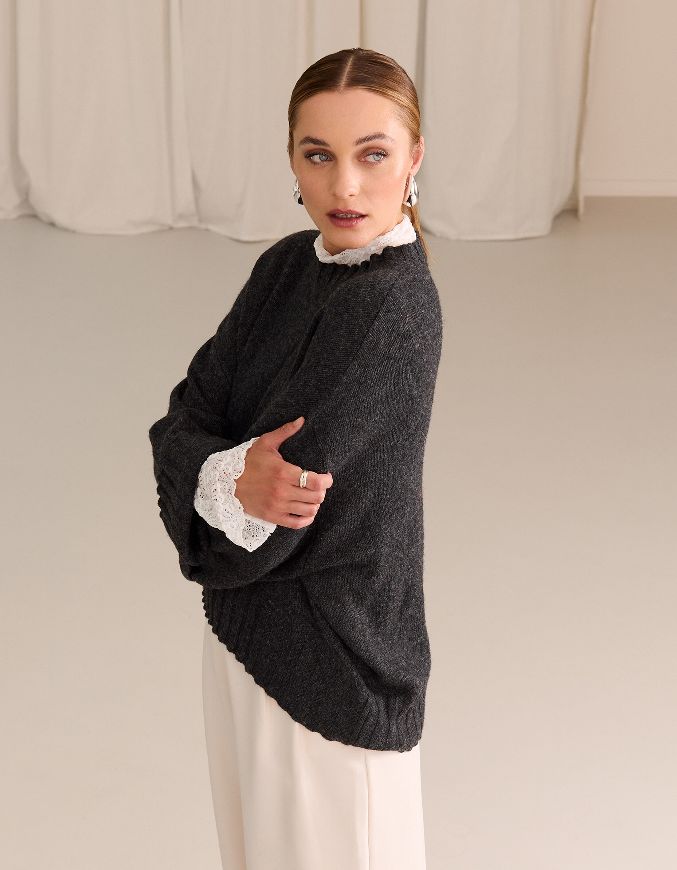 Oversized Gebreide Trui Donkergrijs By Mieke SHOEBY WOMEN