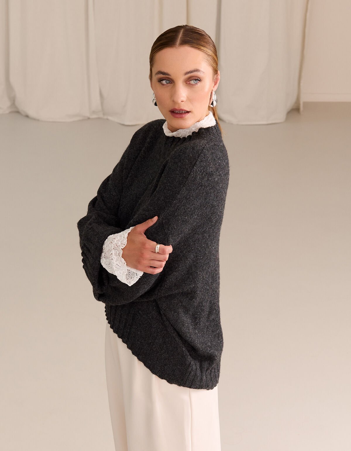Oversized Gebreide Trui Donkergrijs By Mieke SHOEBY WOMEN
