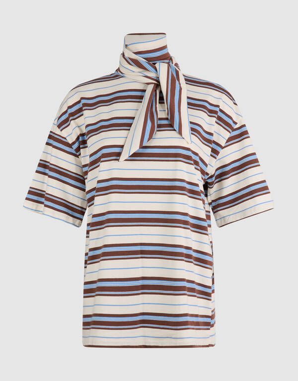 Scarf Striped T-shirt Gebroken Wit SHOEBY WOMEN