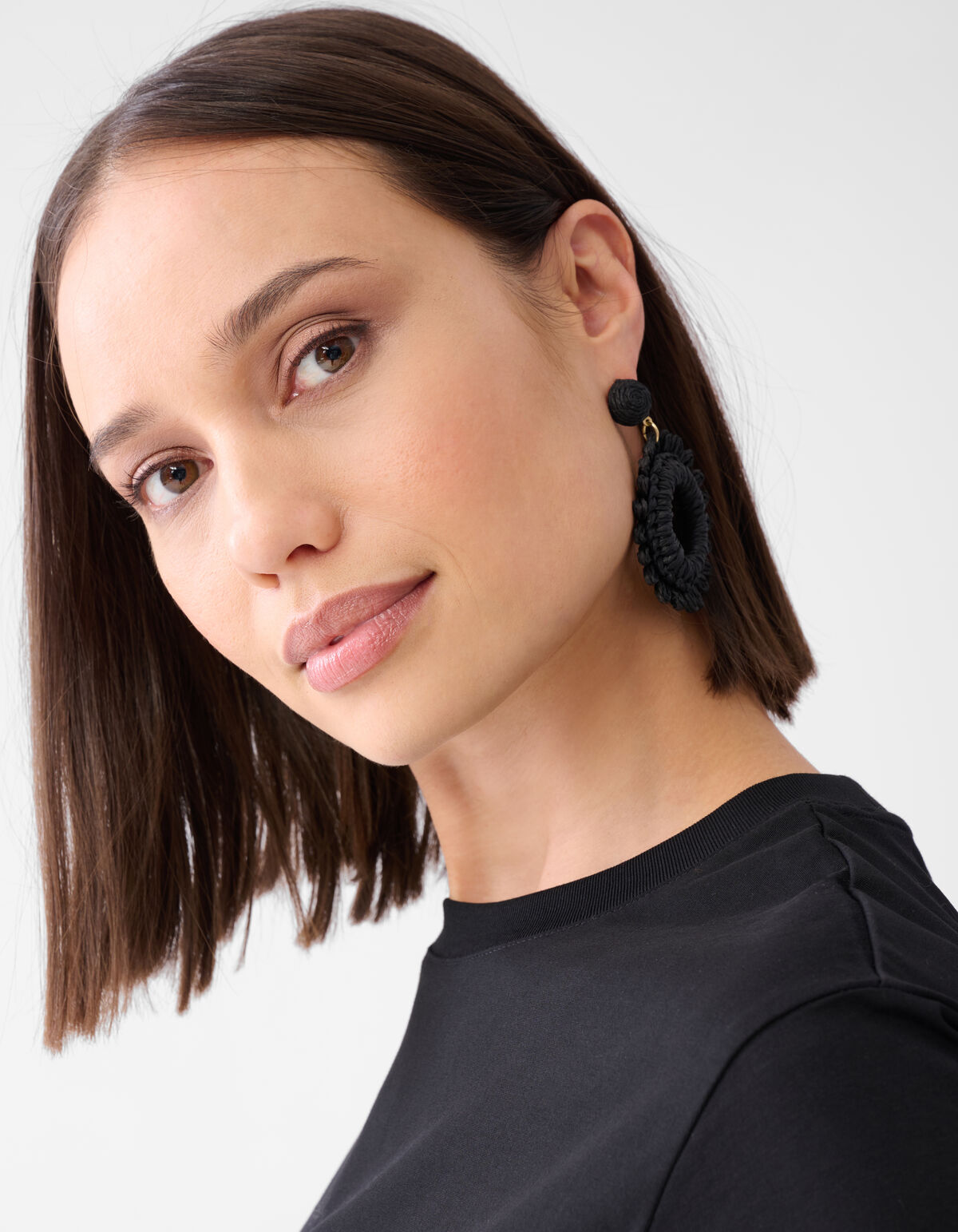 Flower Straw Oorbellen Zwart SHOEBY ACCESSOIRES