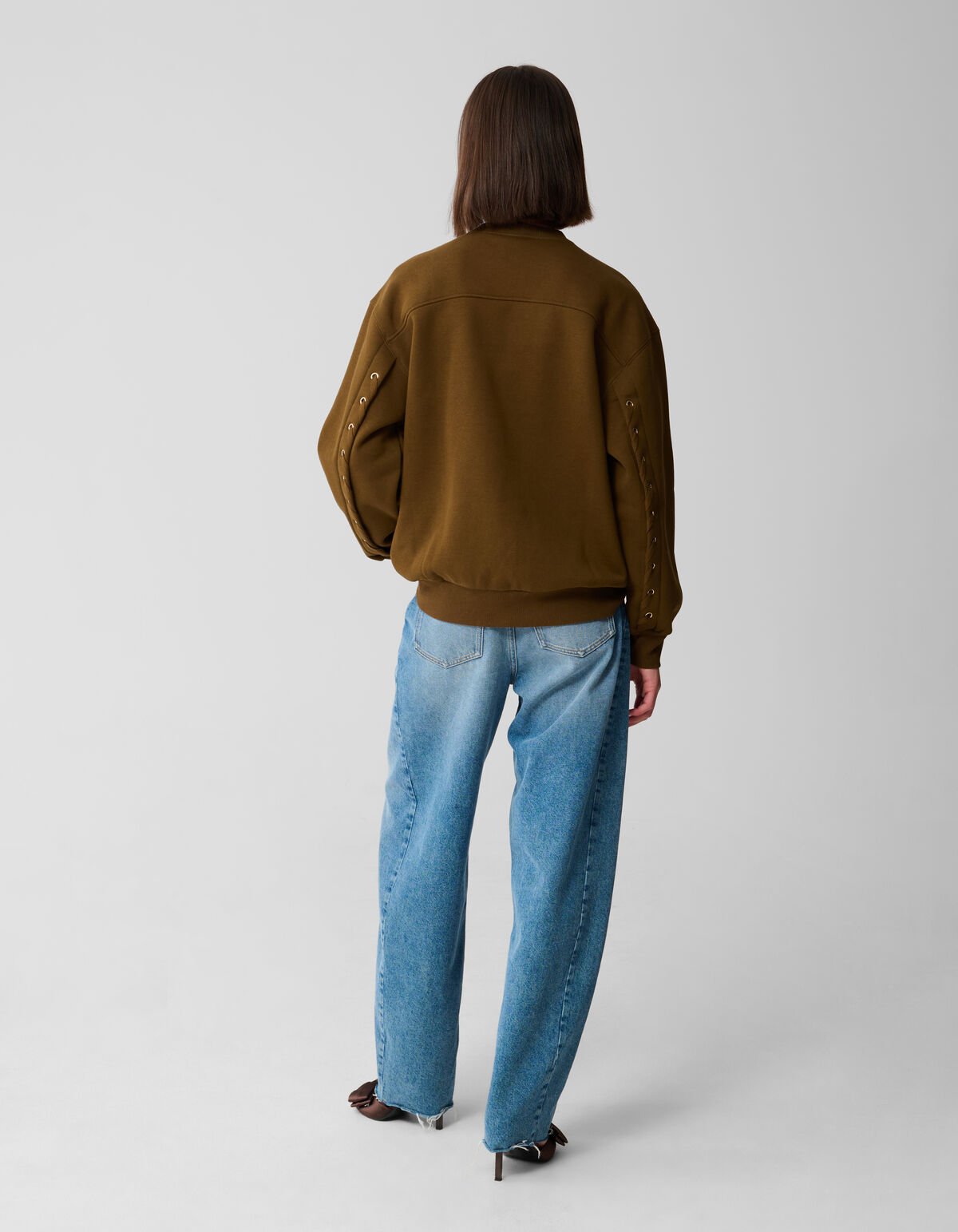 Lace Up Sweater Khaki SHOEBY WOMEN