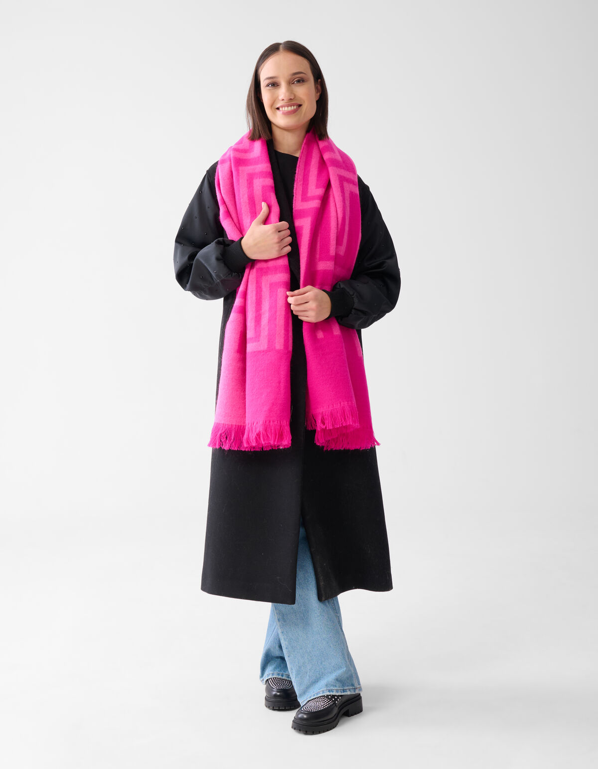 Grafische Print Sjaal Roze SHOEBY ACCESSOIRES