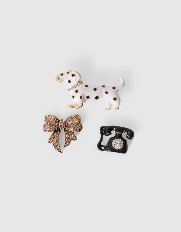 Polkadot Strass Broche Set Wit SHOEBY ACCESSOIRES