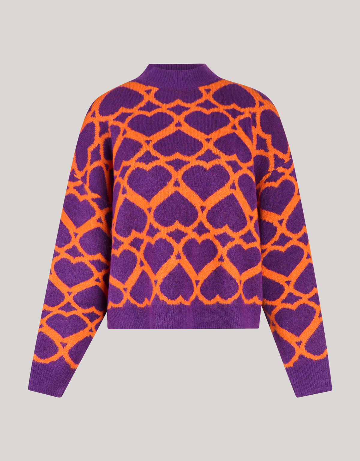 Heart Printed Dames Trui Paars By Furmey SHOEBY WOMEN