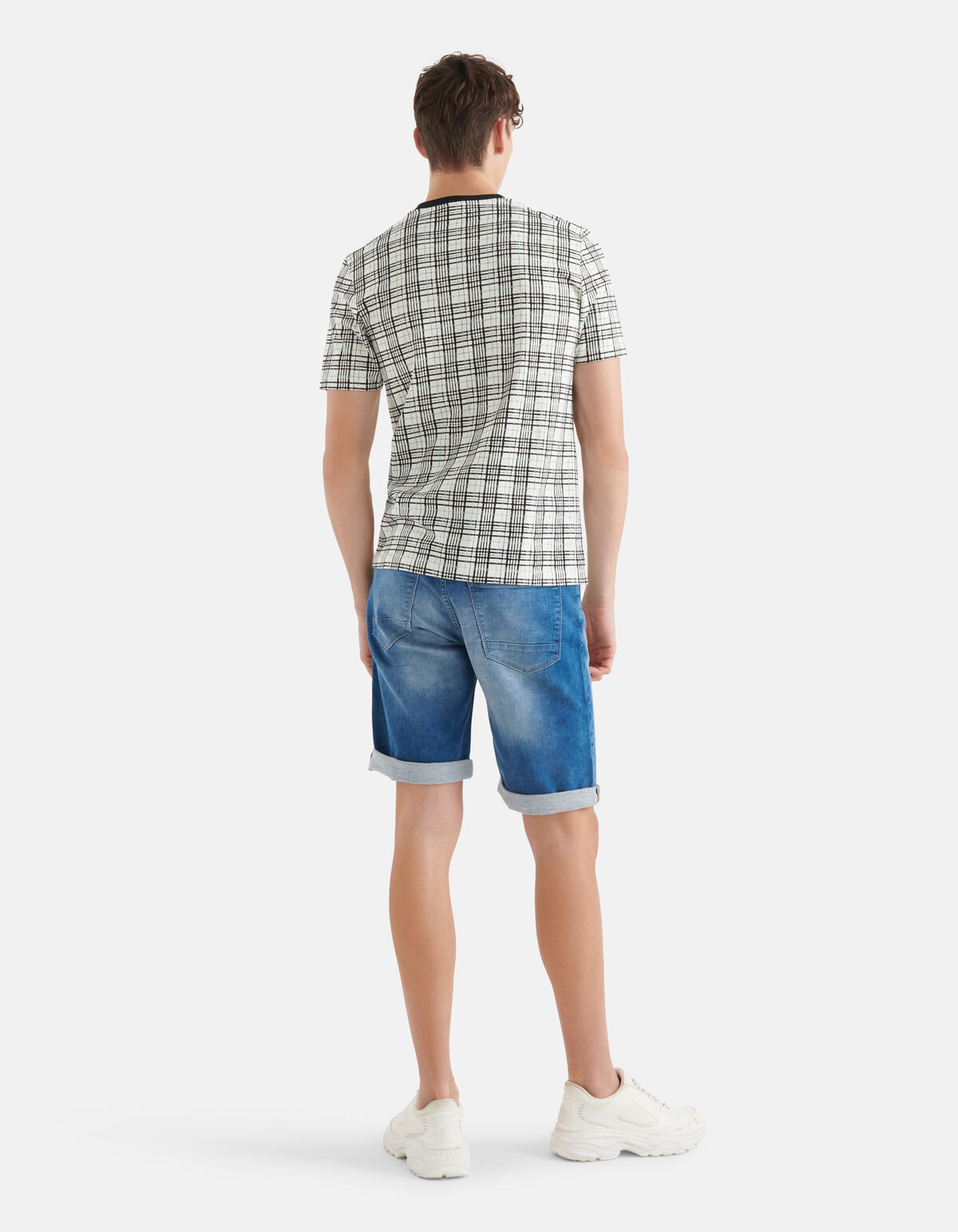 Geruiten T-shirt Gebroken Wit SHOEBY MEN