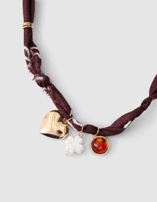 Bandana Charm Ketting Bruin SHOEBY ACCESSOIRES