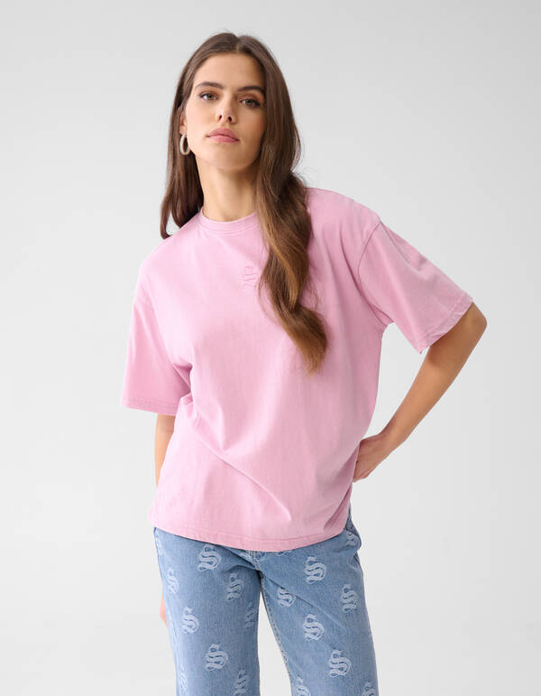 Washed Logo T-shirt Lichtroze SHOEBY WOMEN
