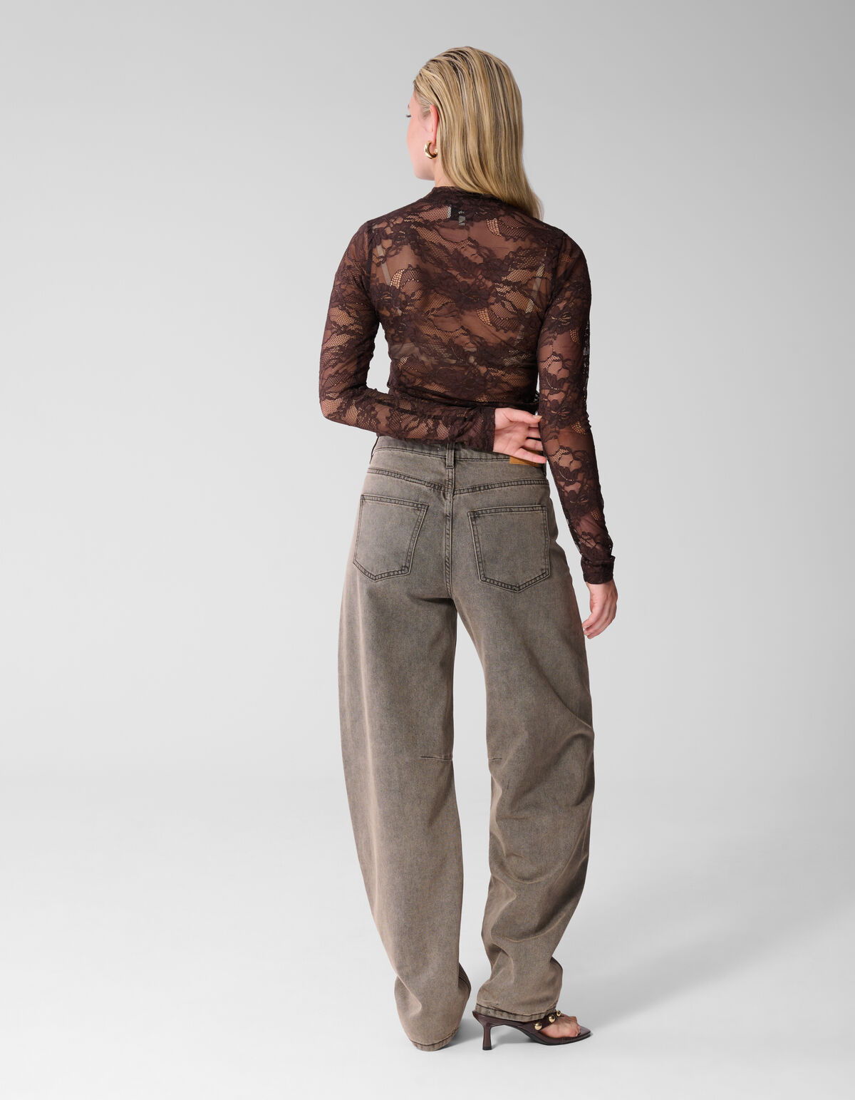 Kanten Top Donkerbruin SHOEBY WOMEN