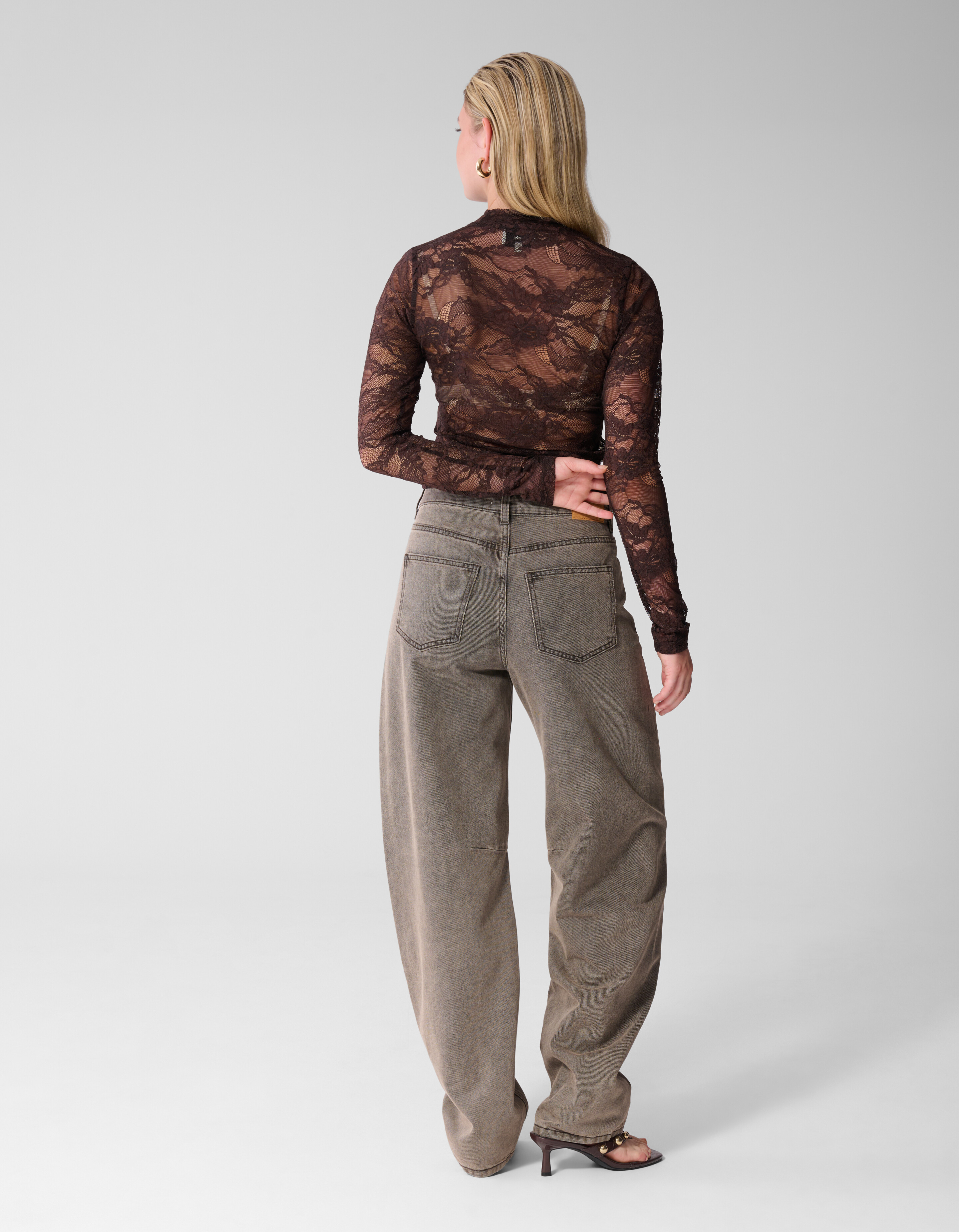 Kanten Top Donkerbruin SHOEBY WOMEN