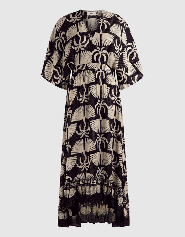 Printed Maxi Jurk Zwart/Wit SHOEBY WOMEN