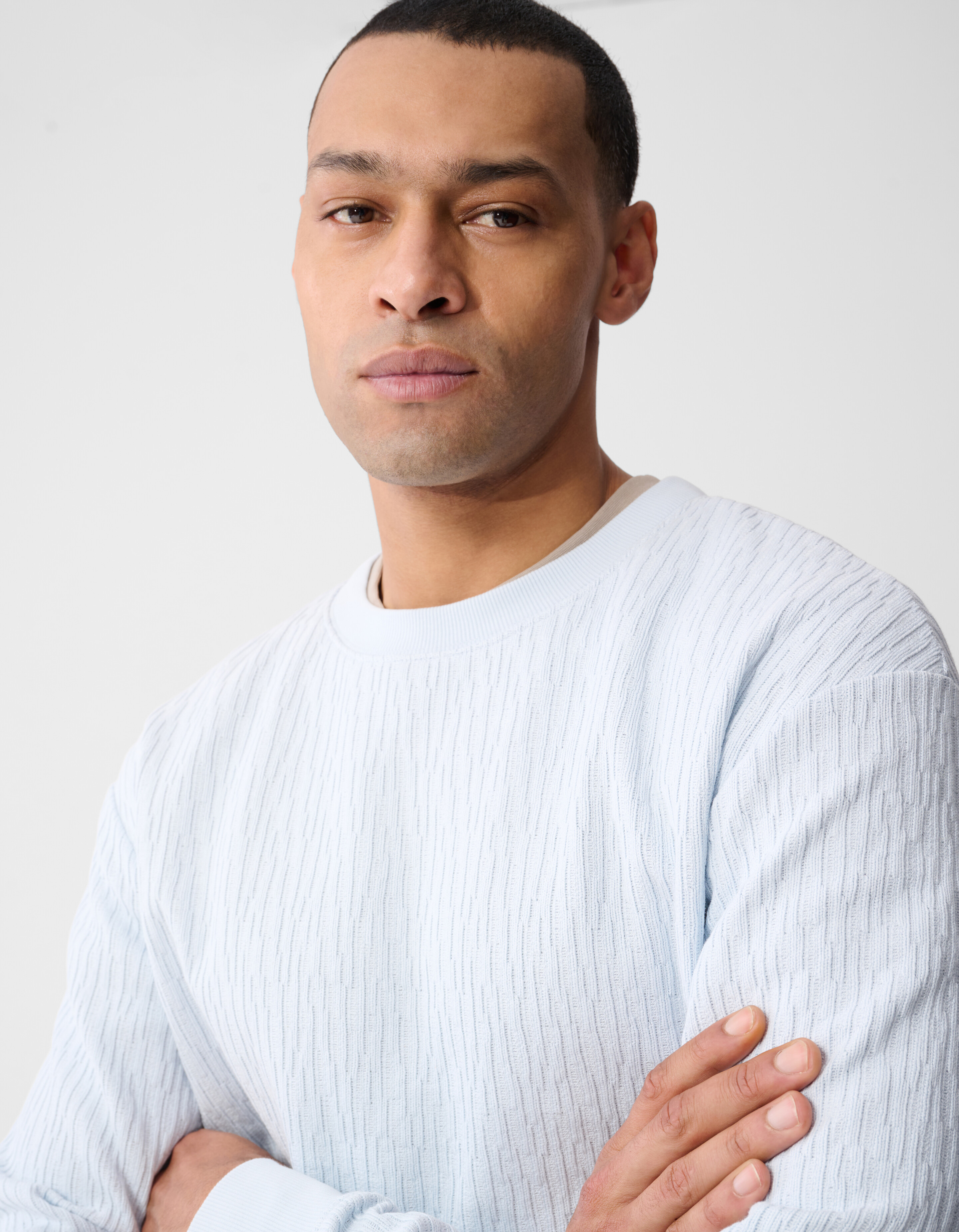 Structuur Sweater Lichtblauw SHOEBY MEN