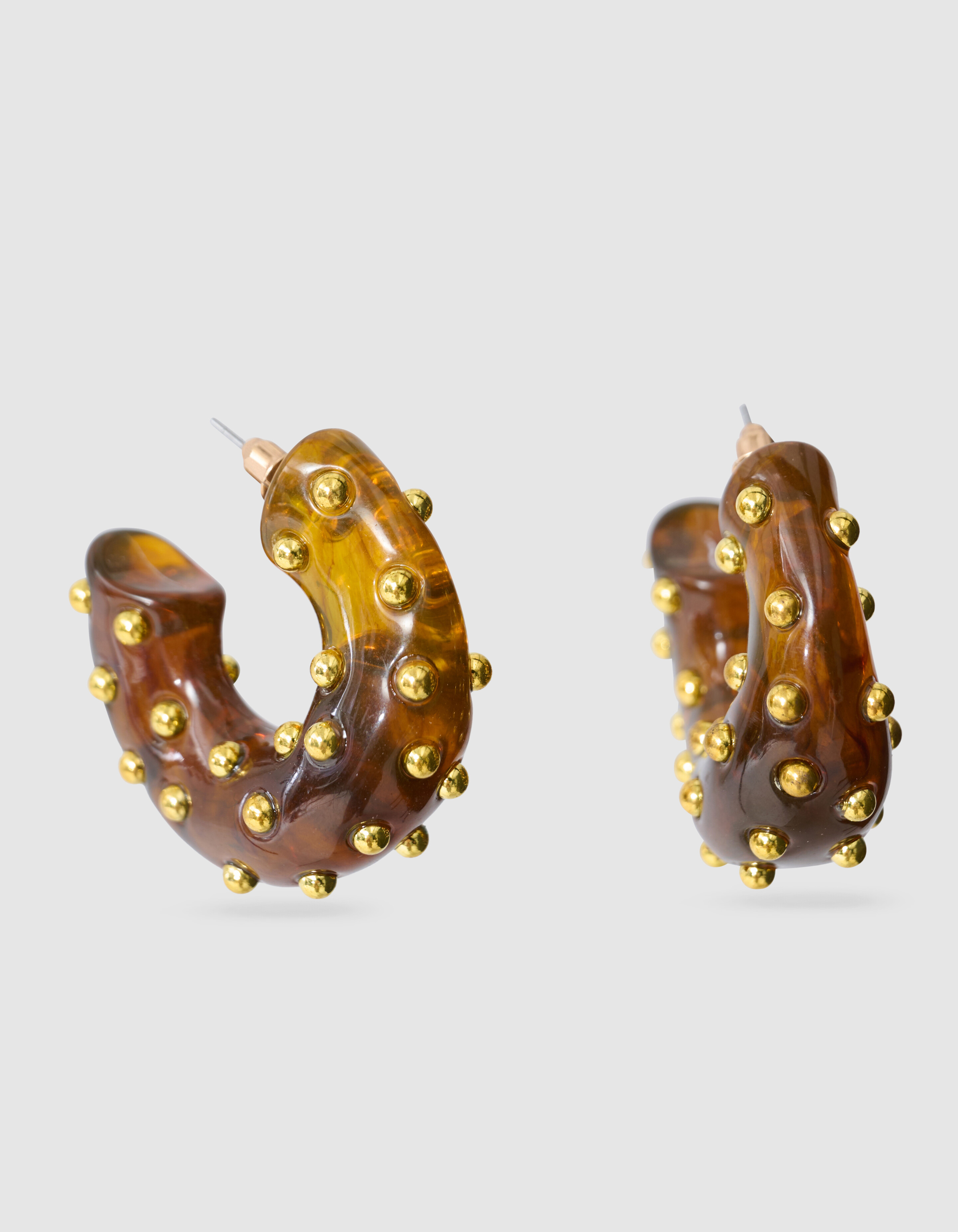 Studded Hoops Oorbellen Bruin SHOEBY ACCESSOIRES