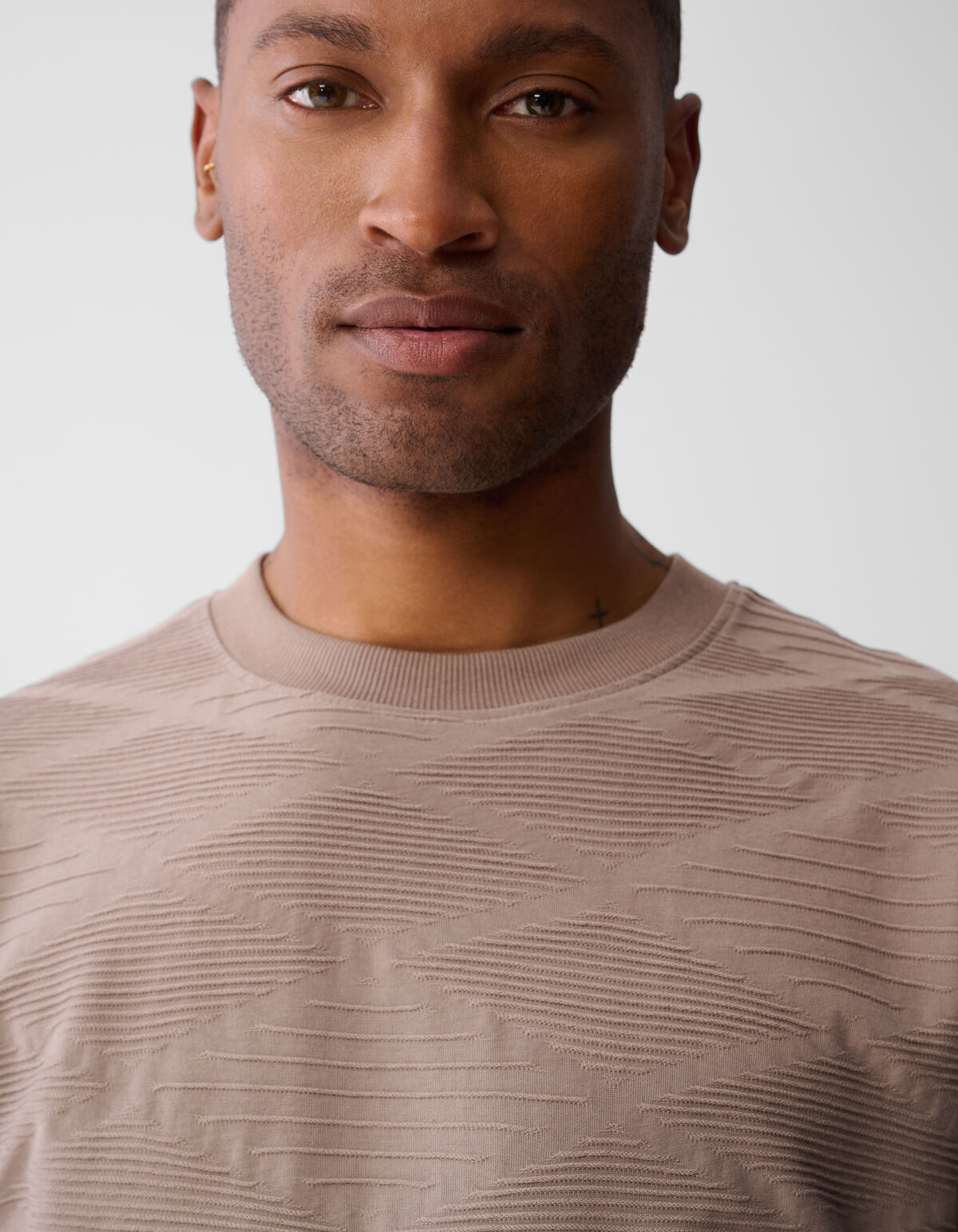 Wave Structuur T-shirt Lichtbruin SHOEBY MEN