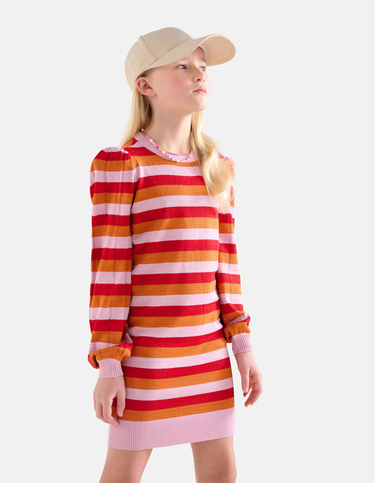 Gestreepte Glitter Jurk Oranje SHOEBY GIRLS