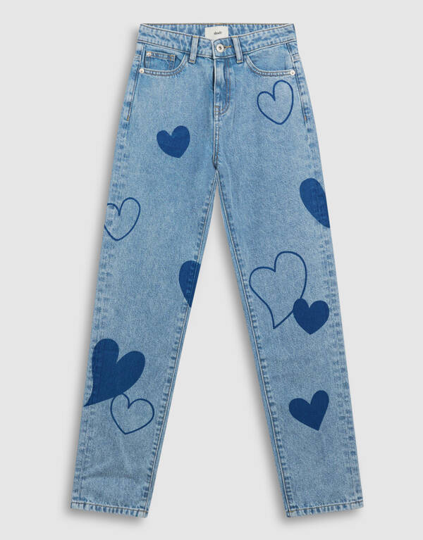 Printed Heart Mom Fit Jeans Blauw SHOEBY GIRLS