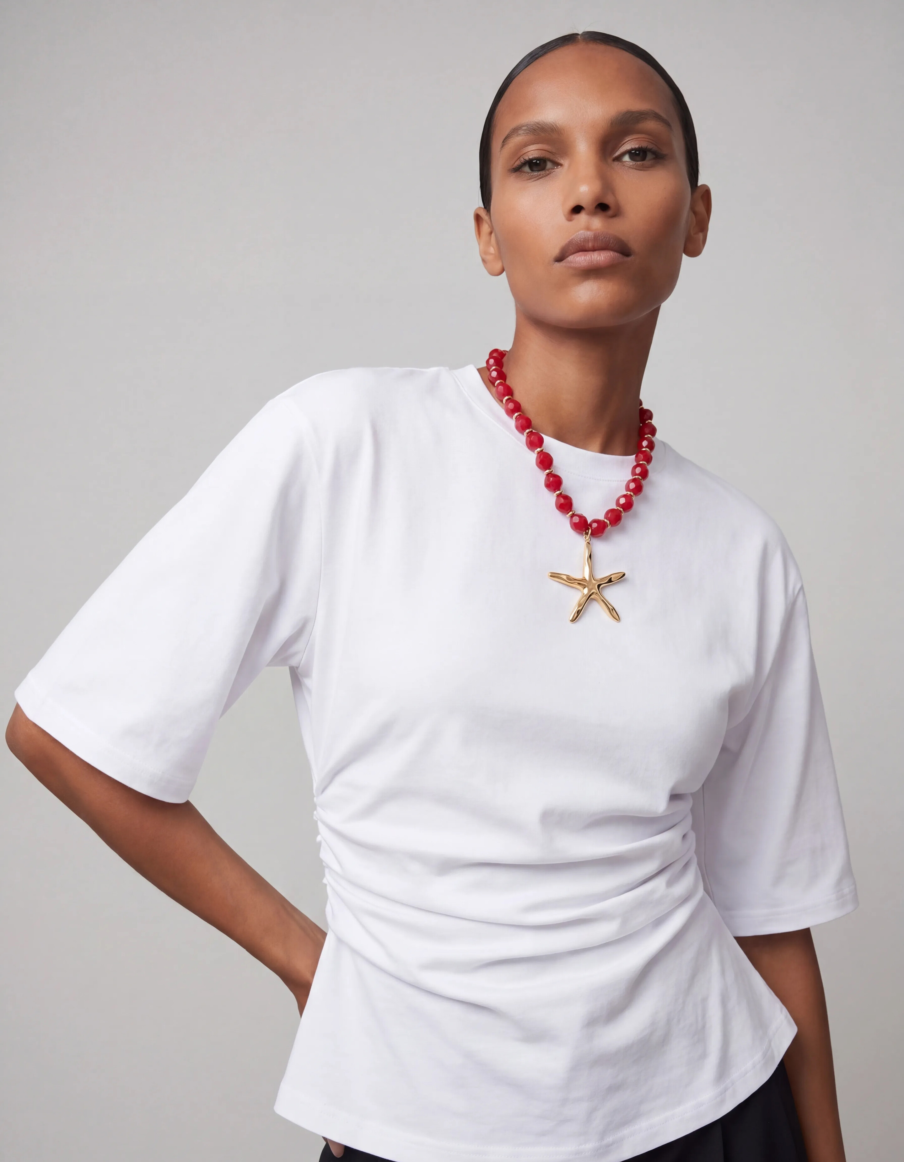 Beaded Starfish Ketting Rood SHOEBY ACCESSOIRES