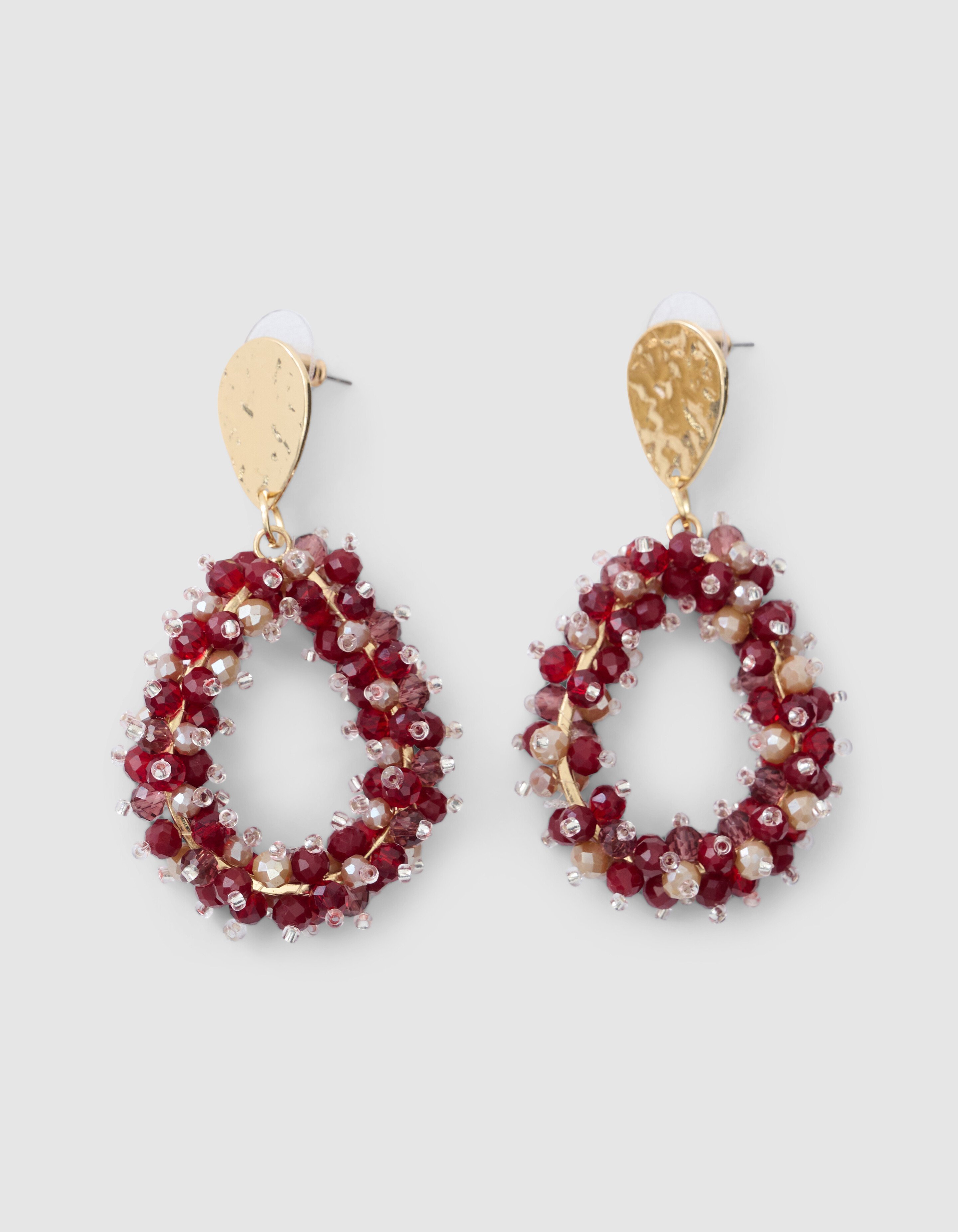 Beaded Druppel Oorbellen Donkerrood SHOEBY ACCESSOIRES