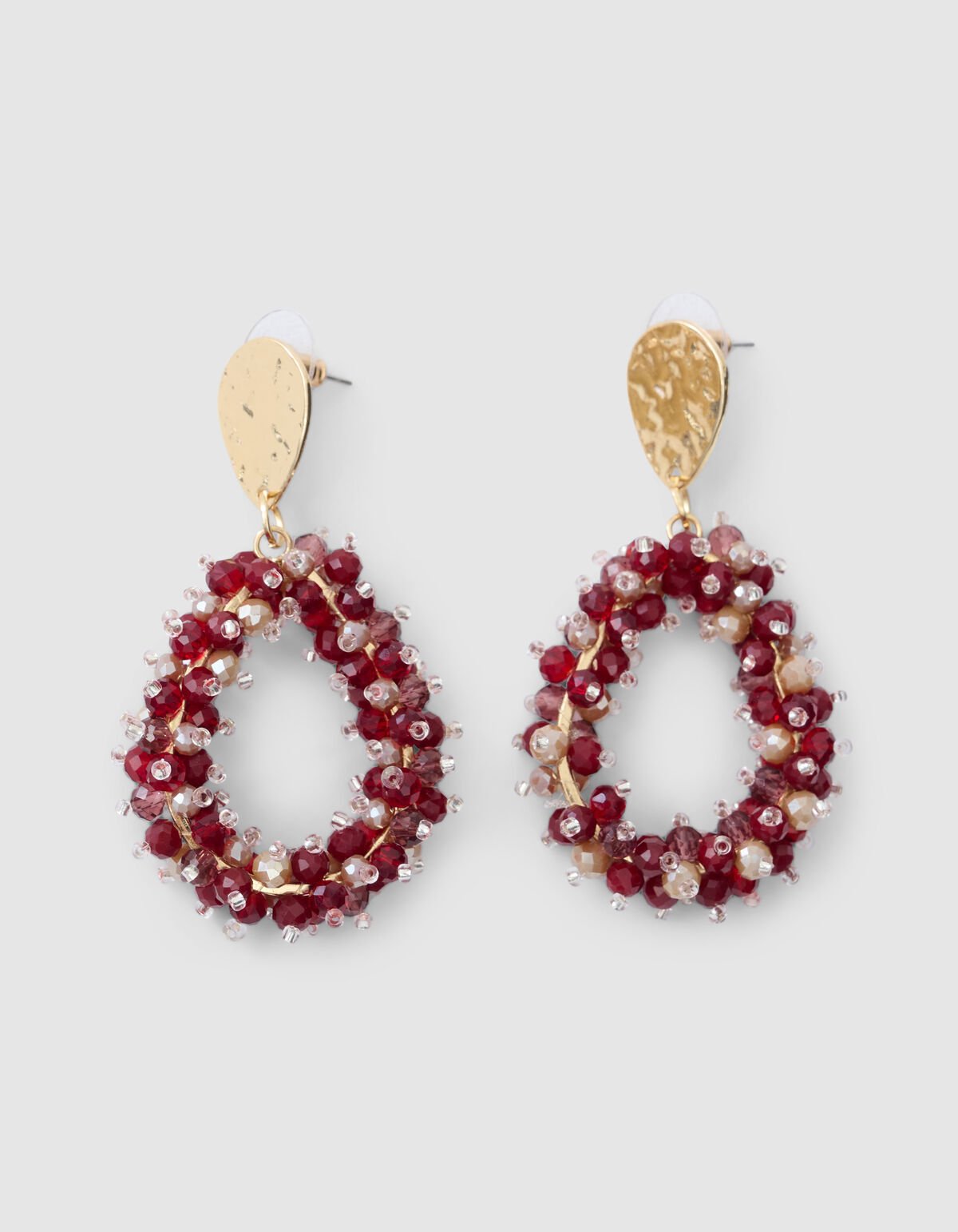 Beaded Druppel Oorbellen Donkerrood SHOEBY ACCESSOIRES