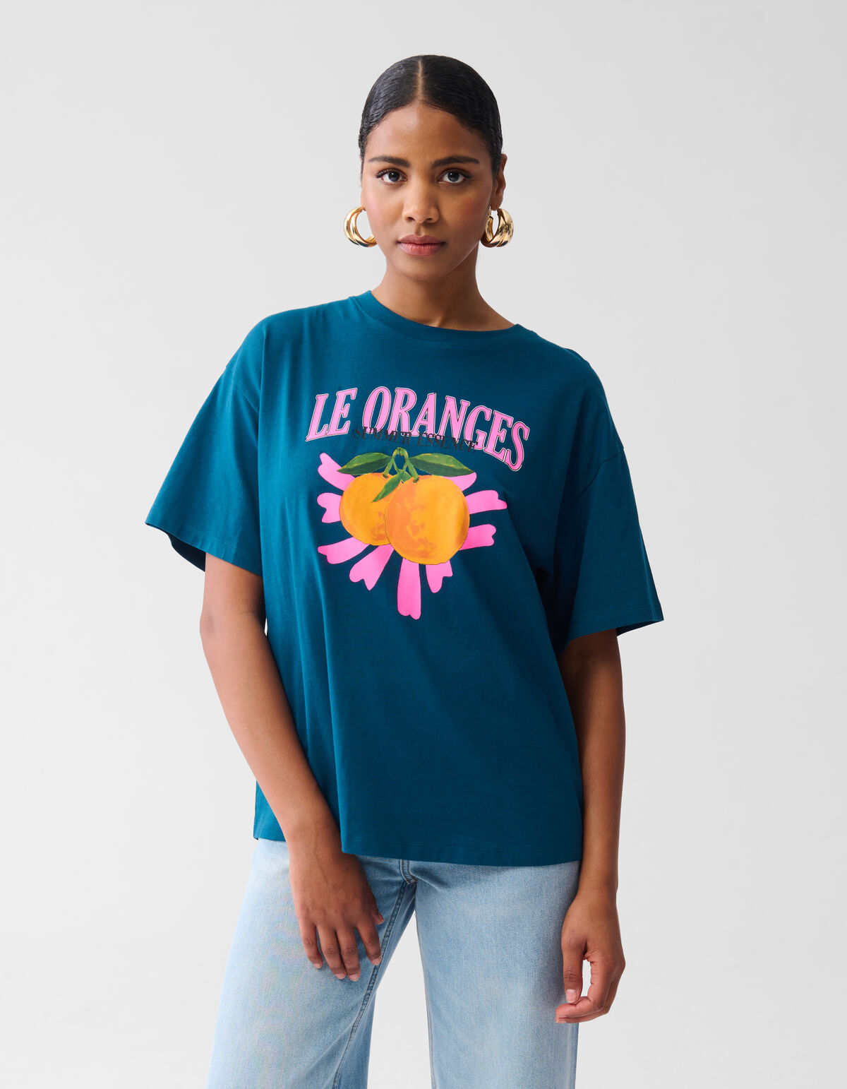 Orange Artwork T-shirt Blauw SHOEBY WOMEN
