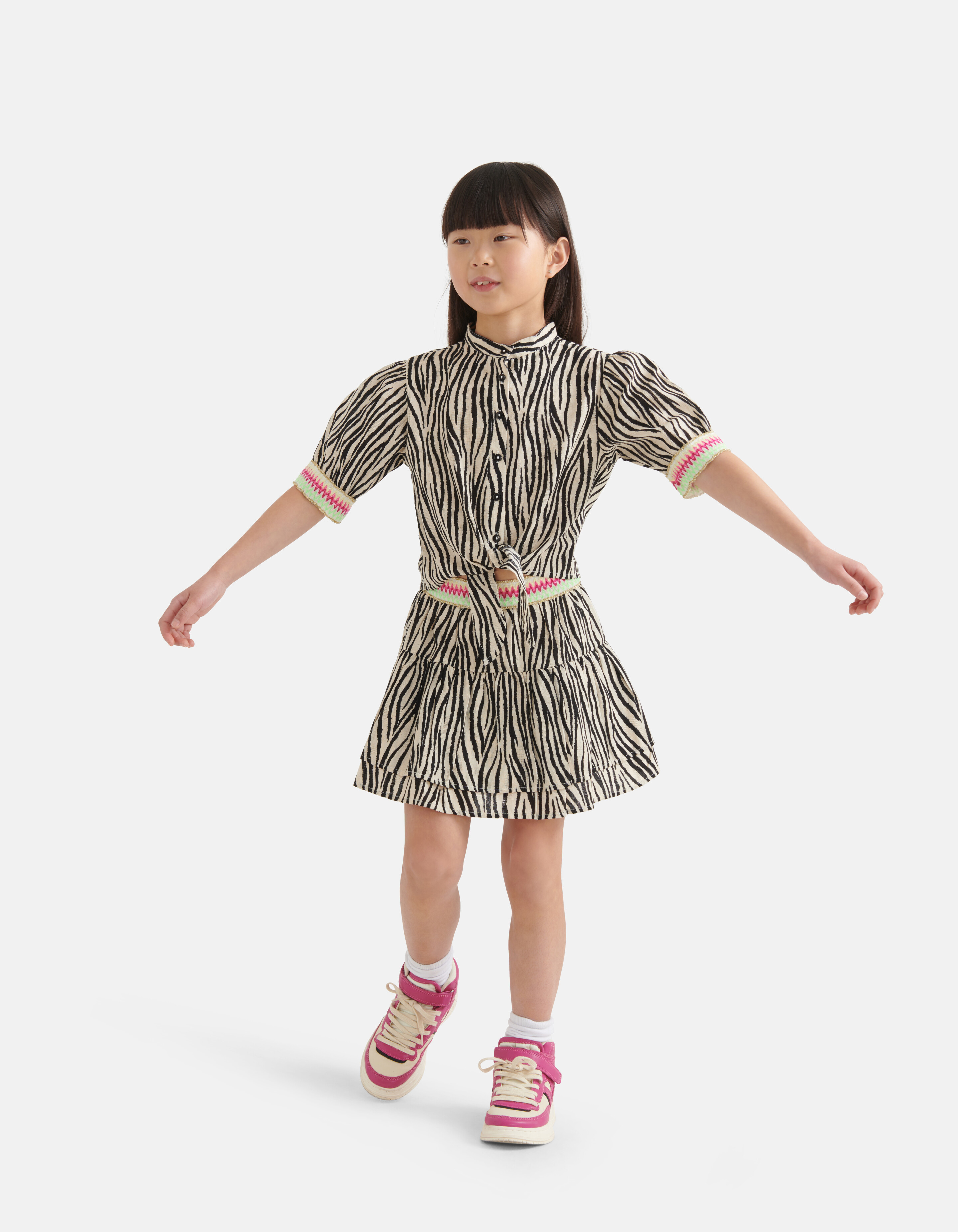 Zebra Print Blouse Zwart/Gebroken Wit SHOEBY GIRLS