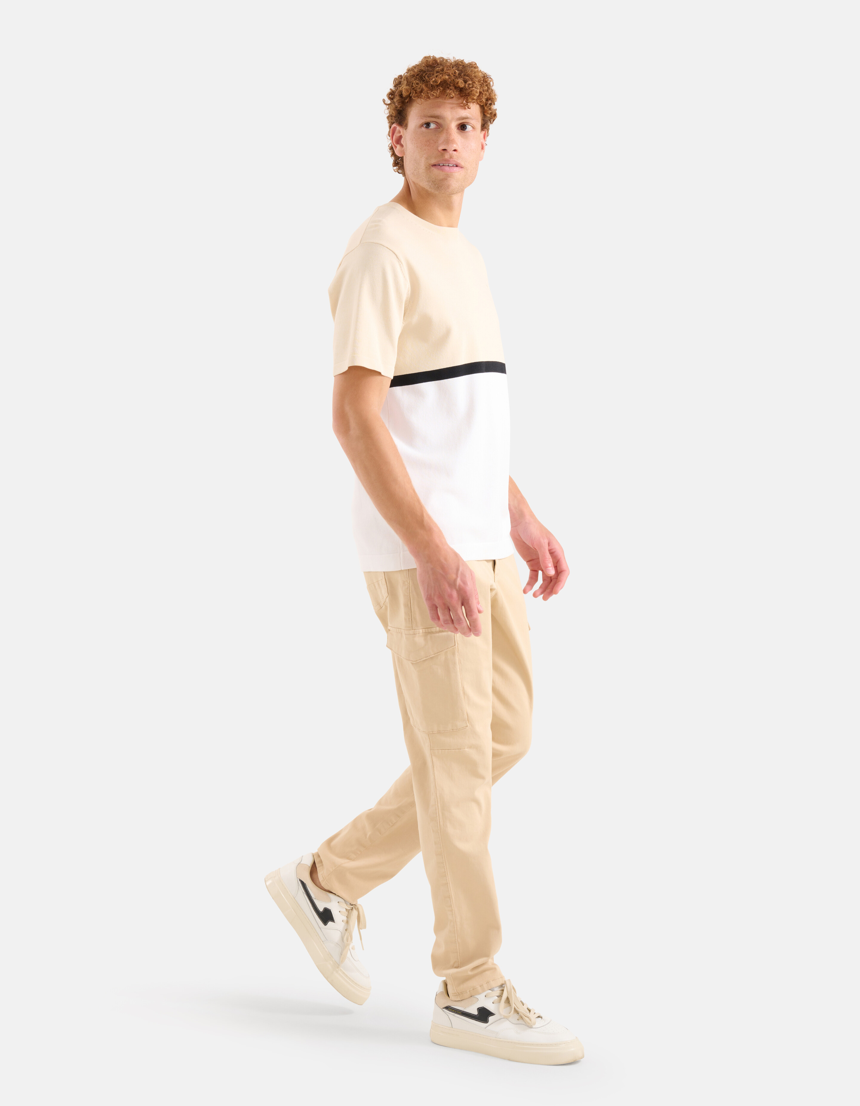 Gebreid Colorblock T-shirt Wit SHOEBY MEN