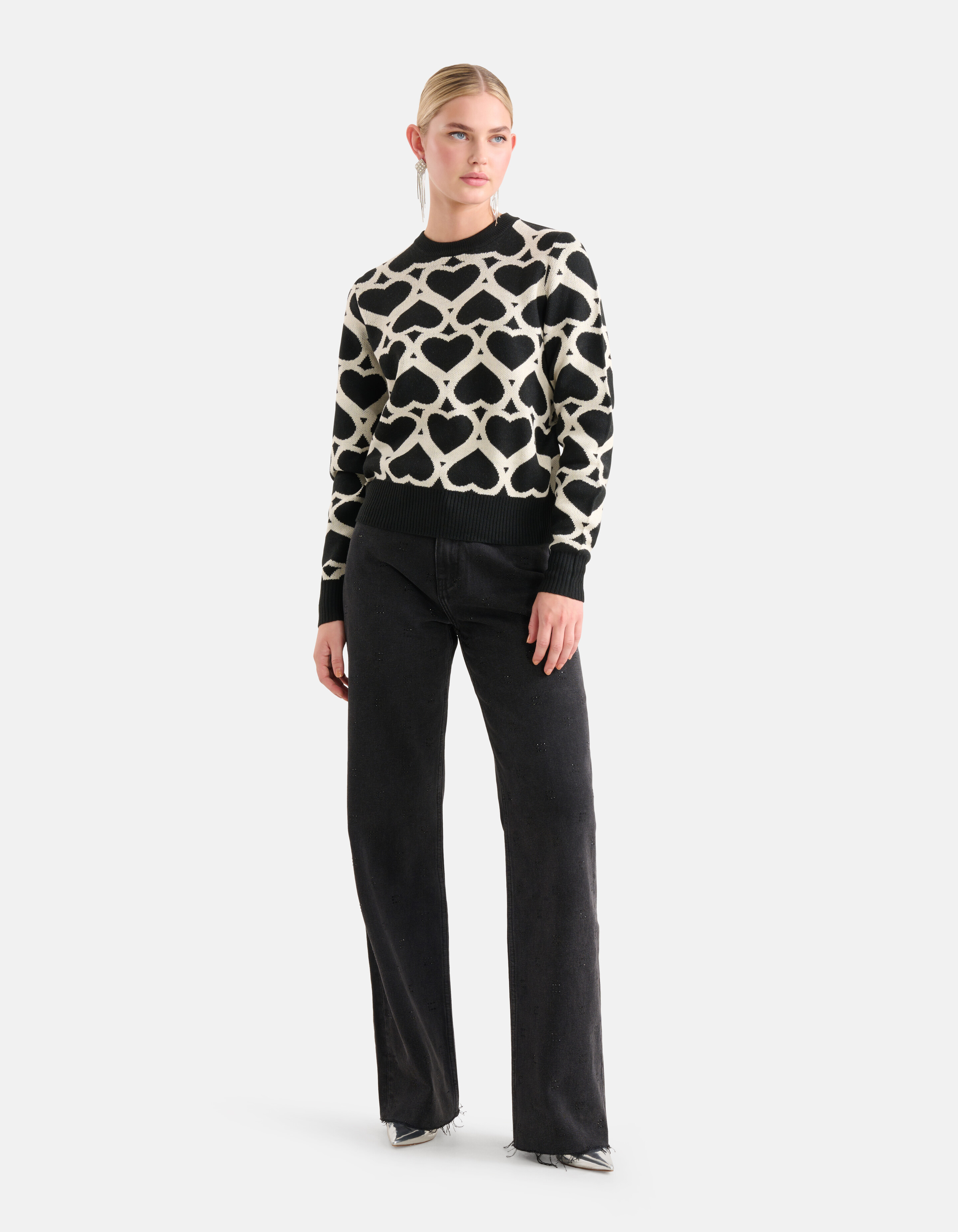 Printed Jacquard Trui Zwart SHOEBY WOMEN