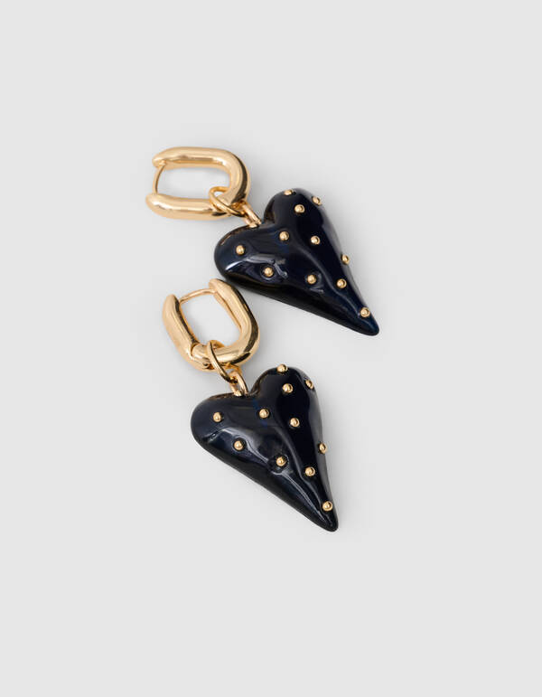 Dotted Heart Oorbellen Donkerblauw SHOEBY ACCESSOIRES